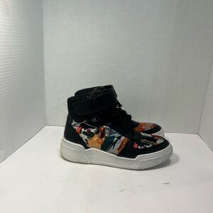 Black and Orange High-Top Sneakers